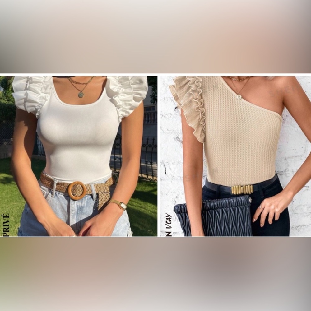 Shein 2 Summer Tops w Ruffle Trim Designs